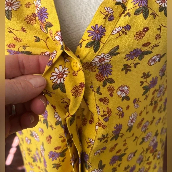 Sanctuary Anthropologie Floral Sleeveless Button Down Top Yellow Dandelion Daisy - Picture 8 of 14
